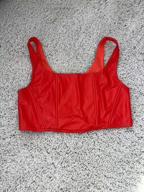 HYFVE Boutique Women’s Orange Leather Corset Top Size Small